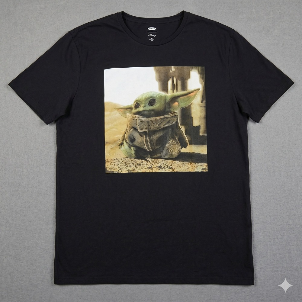 Old Navy Disney Grogu Baby Yoda Star Wars T-Shirt Men's XL Black May the 4th
